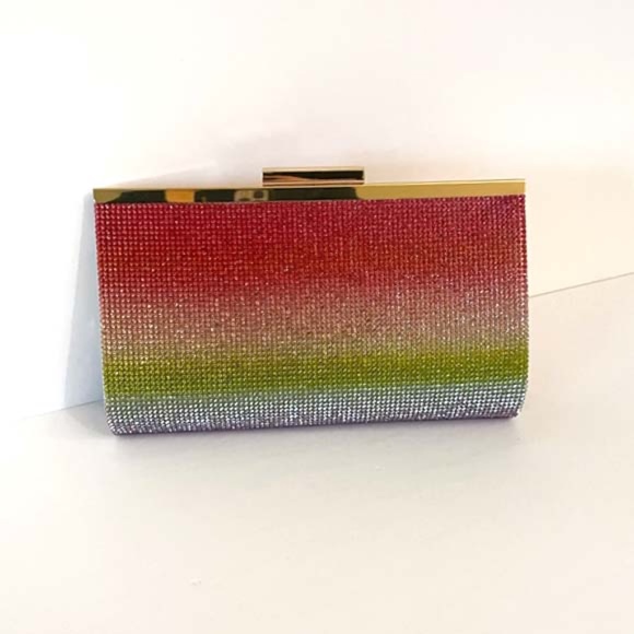 CRYSTAL EMBELLISHED RAINBOW EVENING BAG NWT - Picture 4 of 7